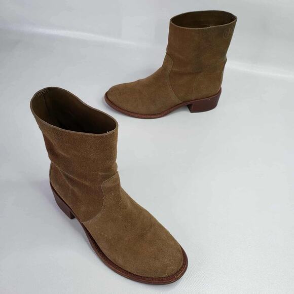 Tory Burch Womens Green Brown Suede Block Heel Ankle Boots Booties Size 7 - Picture 3 of 11